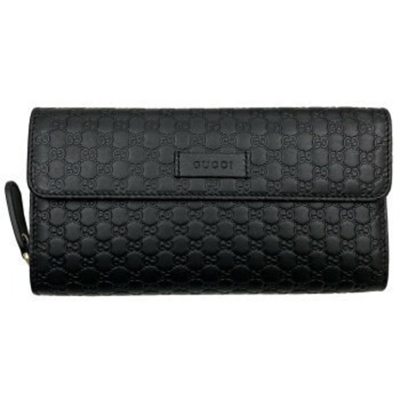 Gucci Wallet Tri Long Guccissima Leather Black - Picture 1 of 4